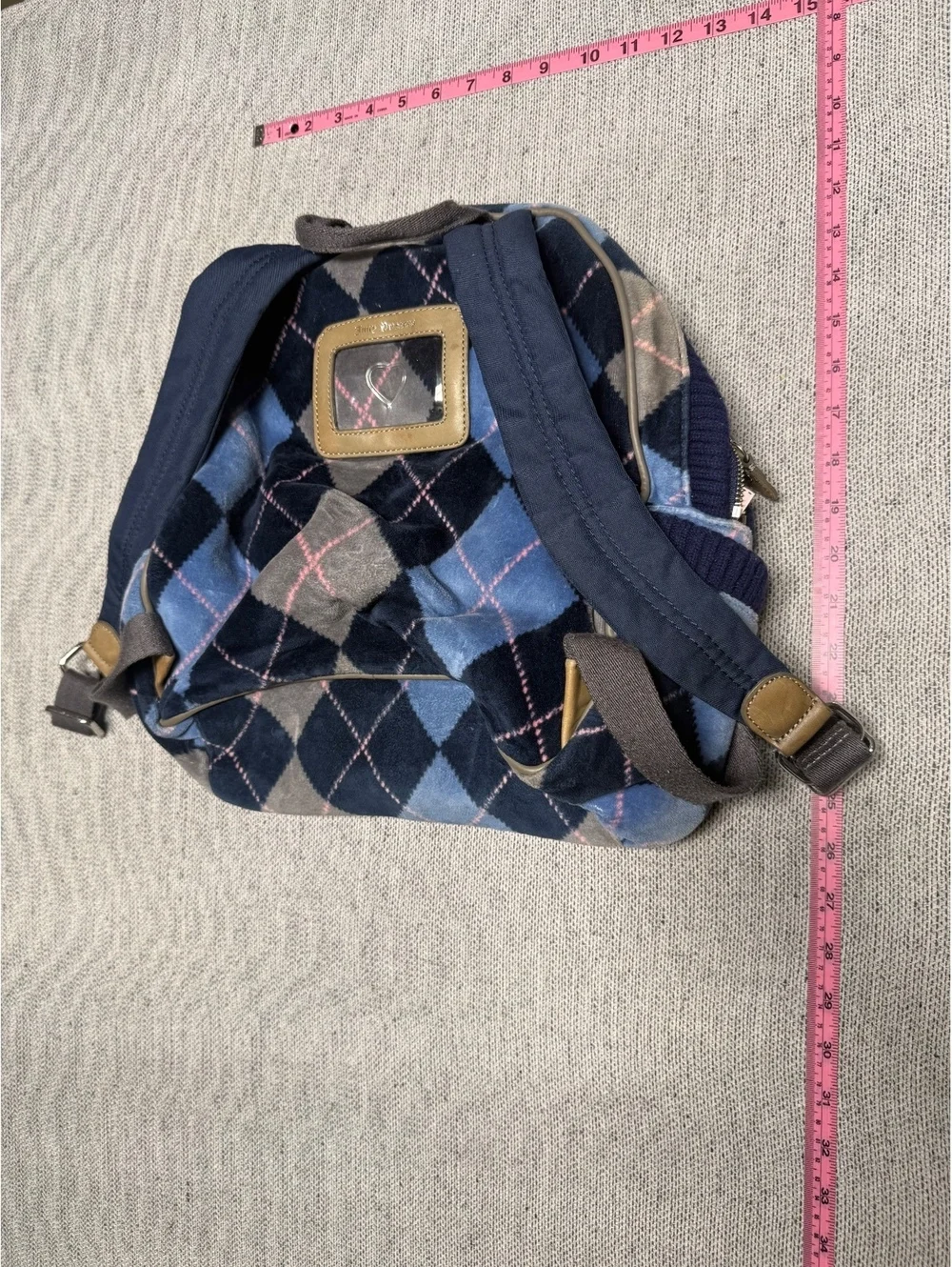 Juicy Couture Argyle Pattern Velvet Mini Backpack